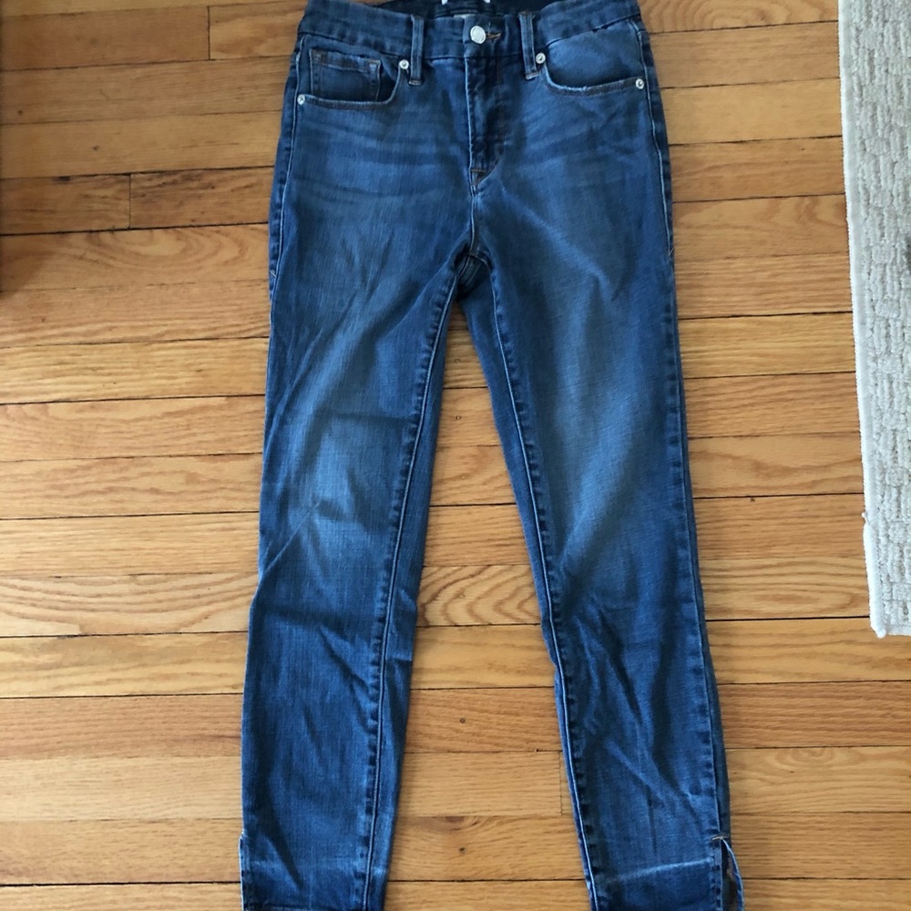 Good American skinny jeans with split hem